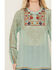 Image #3 - Johnny Was Women's Floral Embroidered Long Sleeve Shirt, Teal, hi-res