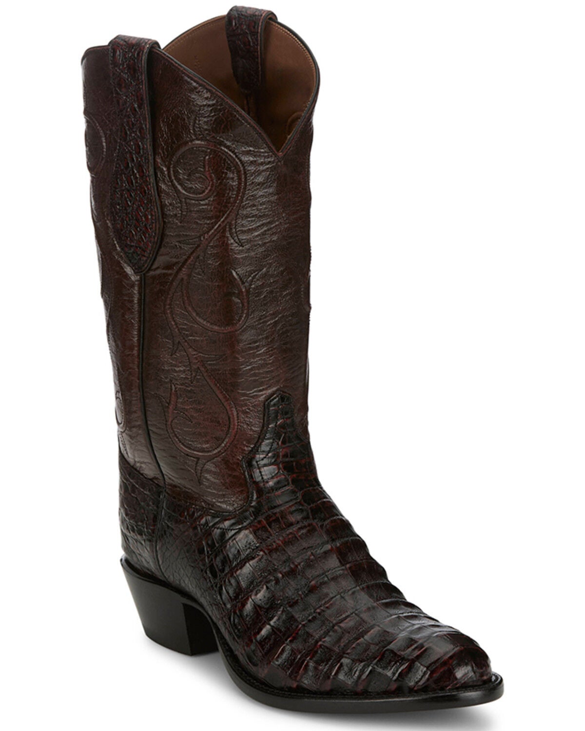Tony Lama Men's Exotic Caiman Western Boots - Round Toe, Black Cherry, hi-res