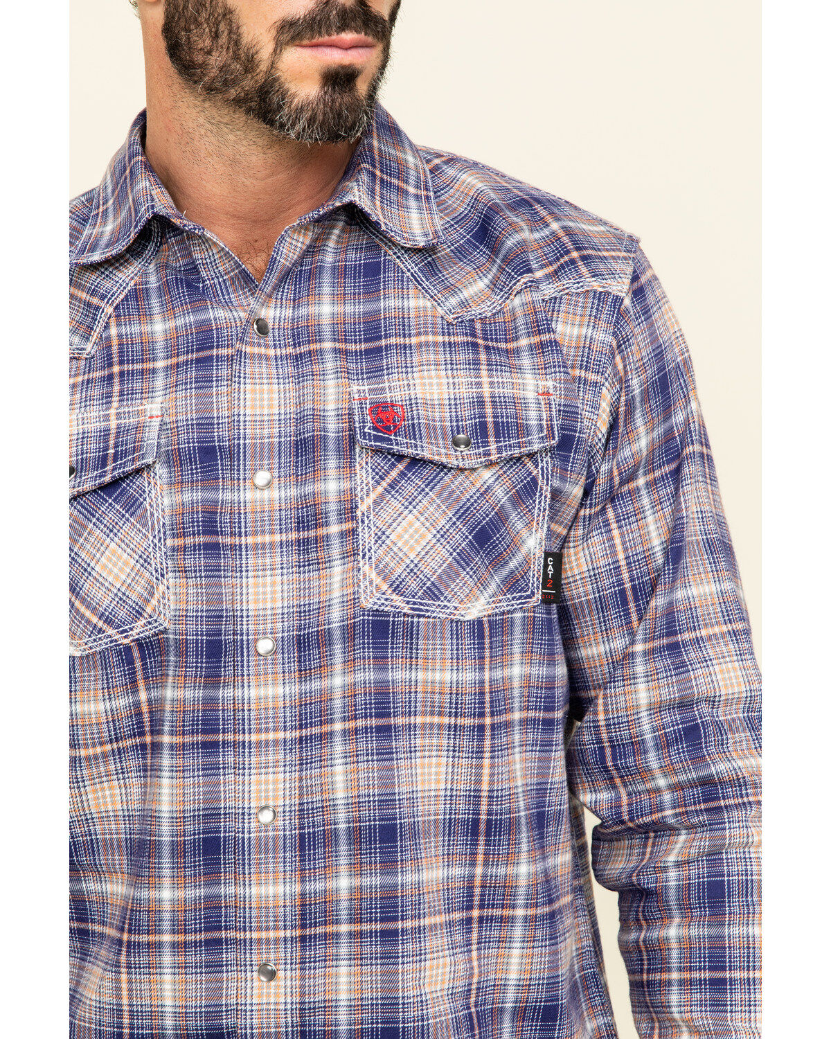 Image #4 - Ariat Men's Boot Barn Exclusive FR Everest Retro Plaid Long Sleeve Work Shirt , , hi-res