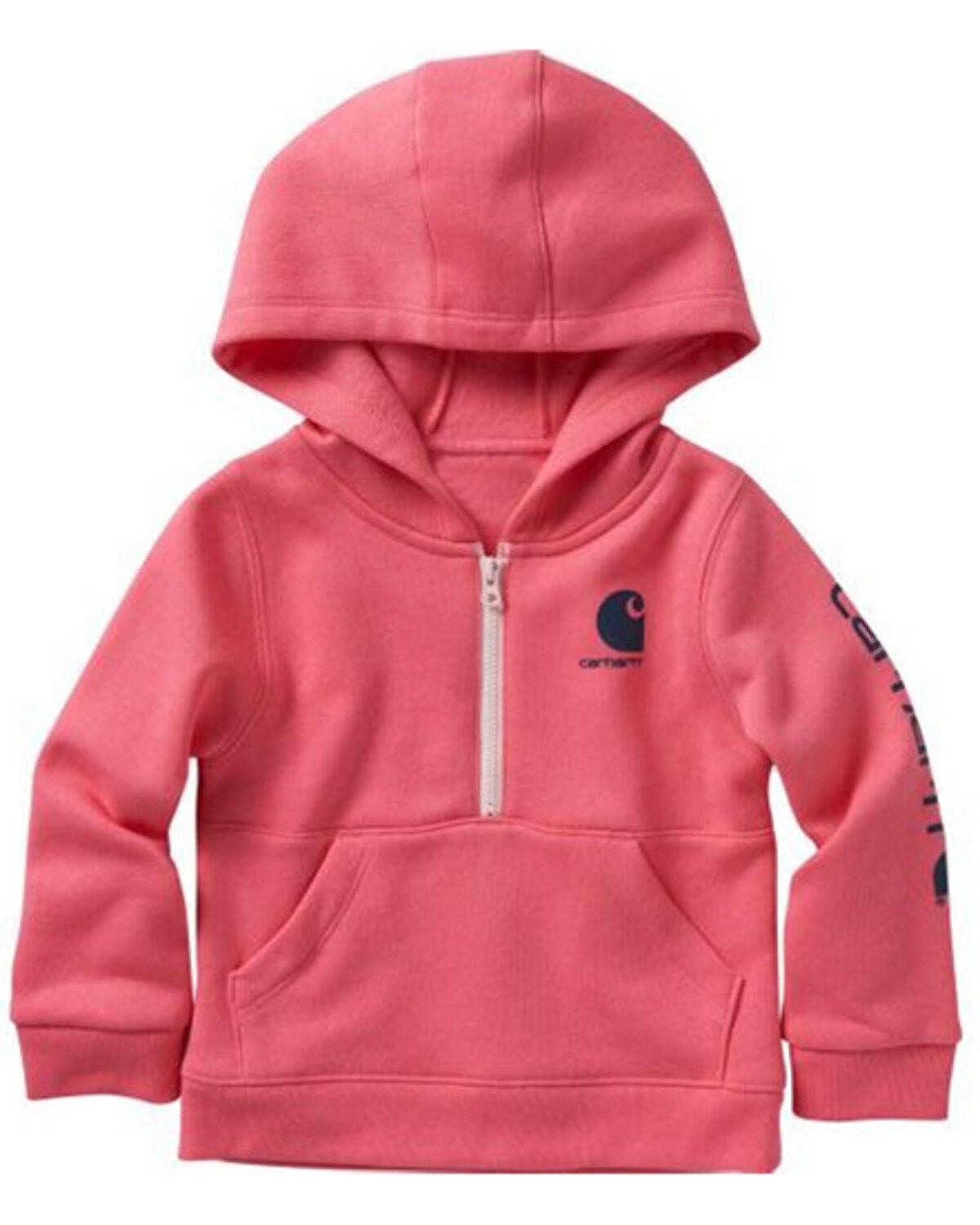 Image #1 - Carhartt Infant Girls' Half Zip Logo Hoodie, Pink, hi-res