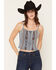 Image #1 - Blue B Women's Denim Embroidered Bustier, Medium Wash, hi-res