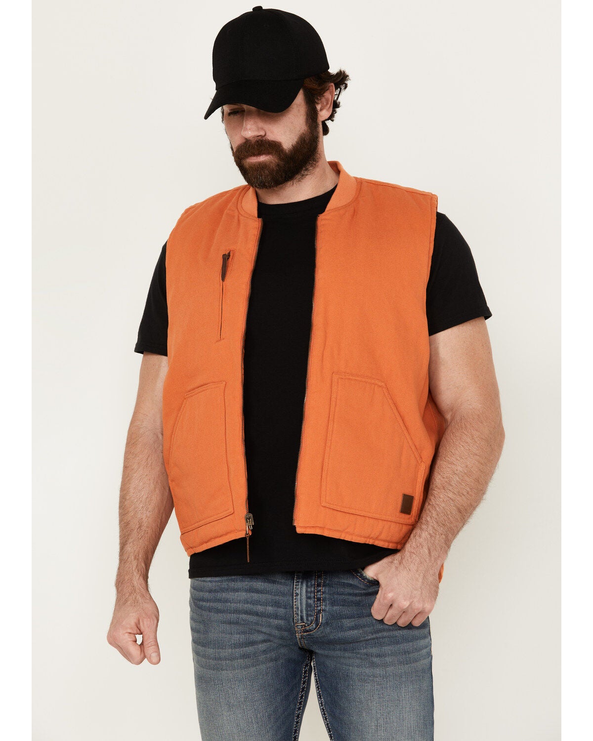 Brixton Men's Abraham Reversible Zip Vest, Orange, hi-res