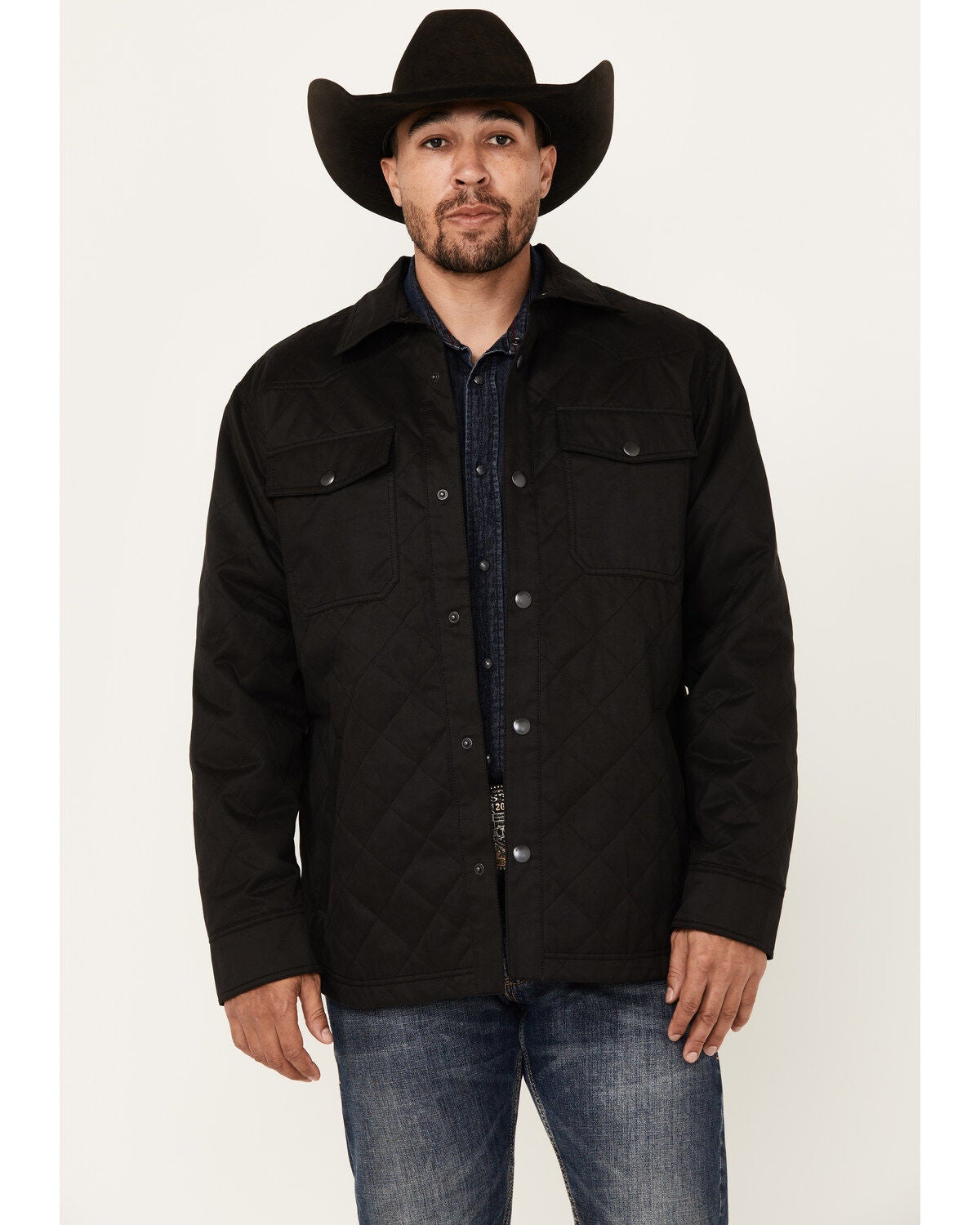 Ariat Men's Grizzly Solid Canvas Shirt Jacket, Black, hi-res