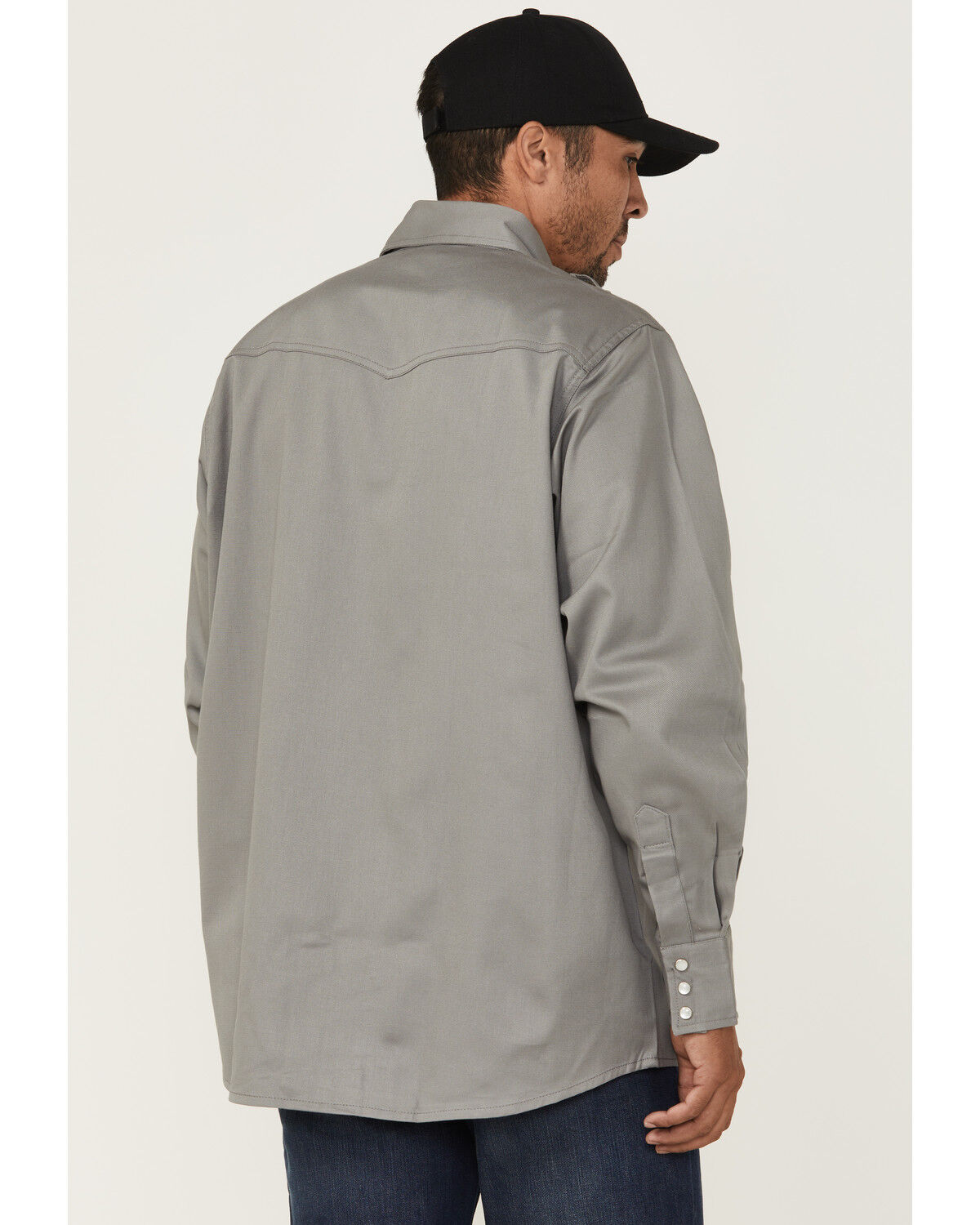 Image #4 - Forge Workwear Men's FR Solid Long Sleeve Snap Work Shirt, Light Grey, hi-res