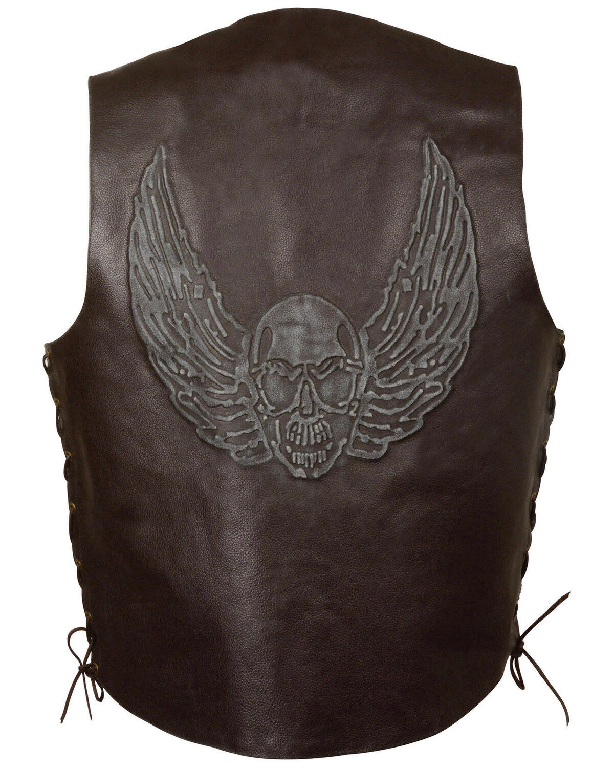 Image #2 - Milwaukee Leather Men's Side Lace Skull & Wings Vest - 5X, , hi-res
