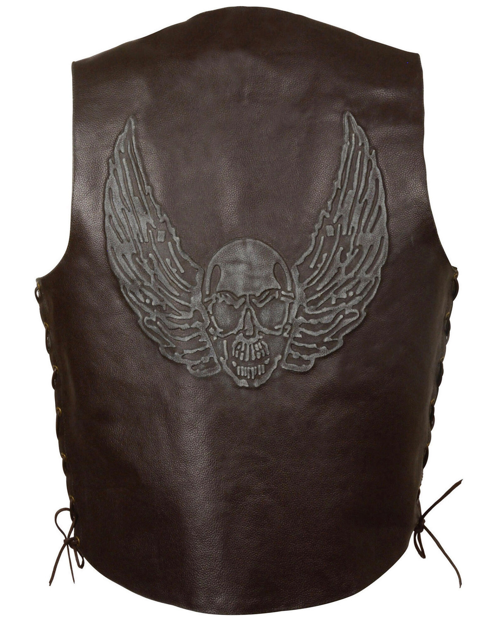 Image #2 - Milwaukee Leather Men's Side Lace Skull & Wings Vest - 5X, , hi-res