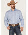 Rock & Roll Denim Men's Allover Medallion Print Long Sleeve Button Down Western Shirt , Blue, hi-res