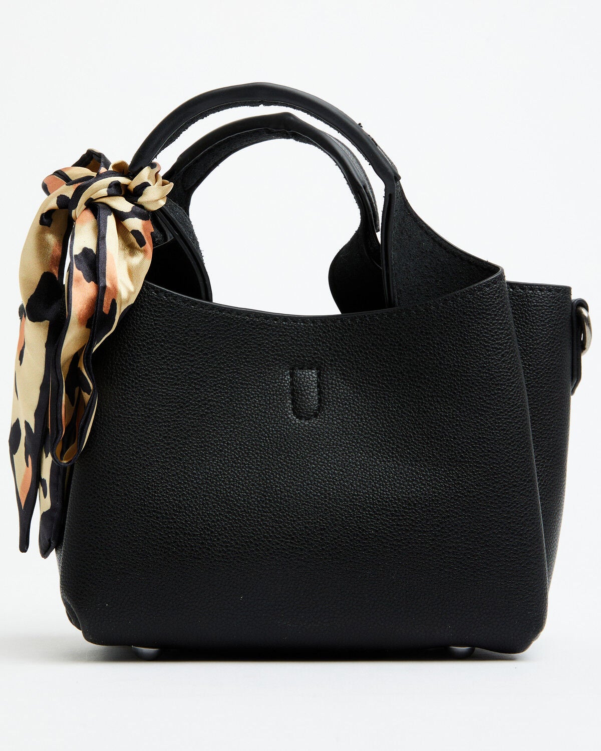 Image #2 - Justin Women's Signature Tiny Tote with Leopard Print Scarf Crossbody Bag, Black, hi-res