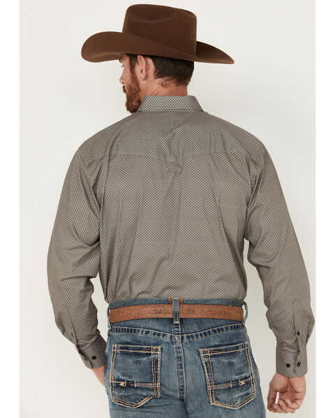 Resistol Men's Brees Geo Print Long Sleeve Button Down Shirt, Grey, hi-res