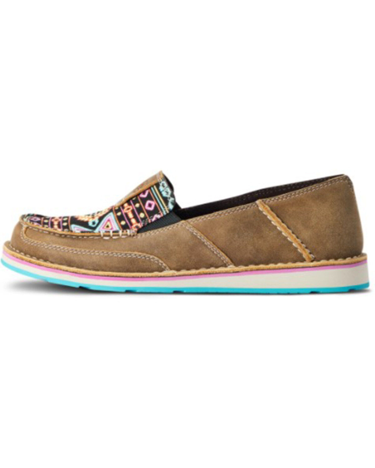 Image #2 - Ariat Women's Neon Lights Southwestern Print Casual Slip-On Cruiser - Moc Toe, Brown, hi-res