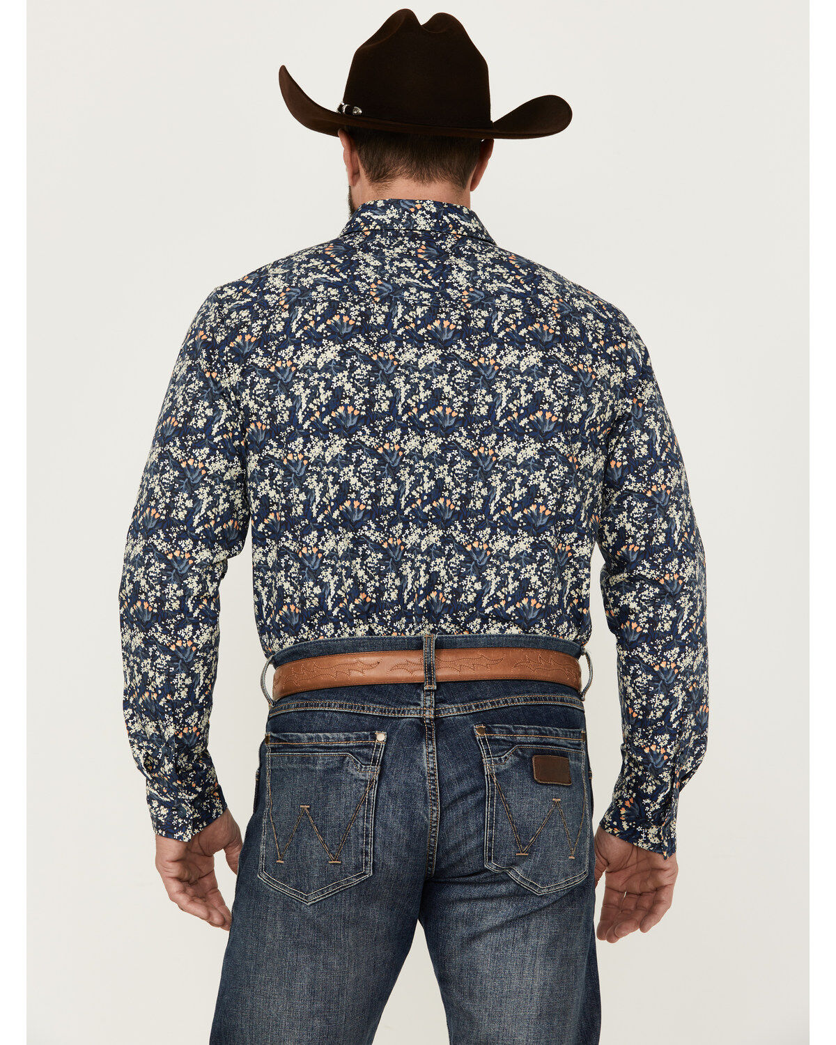 Image #4 - Gibson Trading Co Men's Shin Dig Floral Print Long Sleeve Button-Down Western Shirt, Navy, hi-res