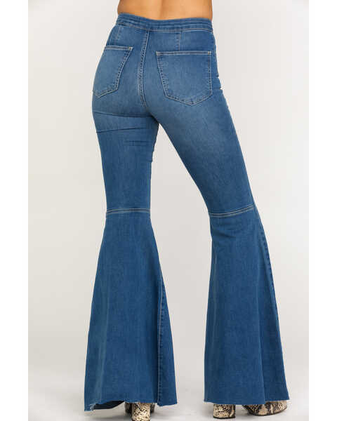 Free People Women's Dark Wash High Rise Just Float On Flare Jeans