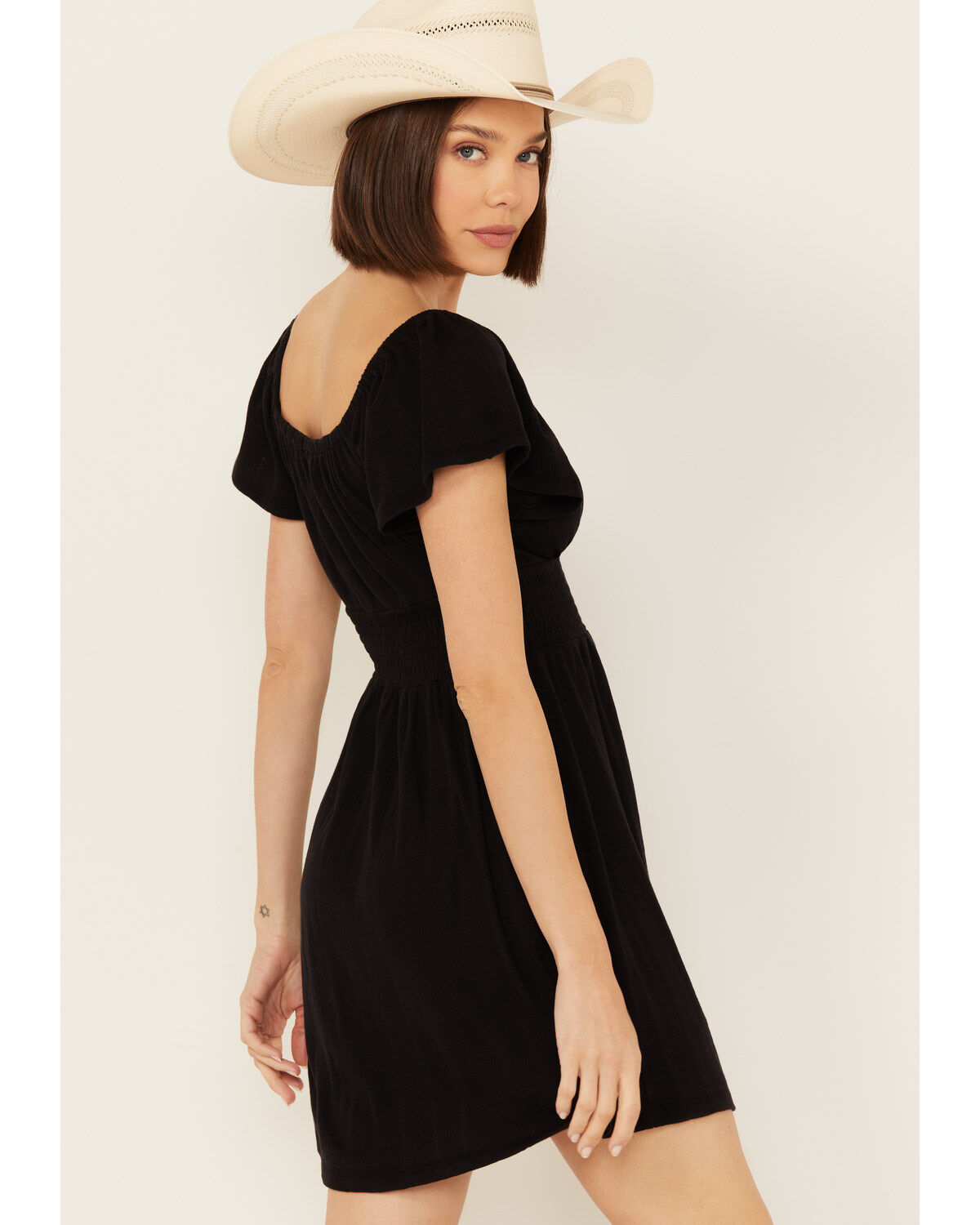 Image #4 - Bila77 Women's Knit Frances Short Sleeve Mini Dress, Black, hi-res