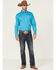 Panhandle Select Men's Logo Embroidered Long Sleeve Button Down Western Shirt , Turquoise, hi-res