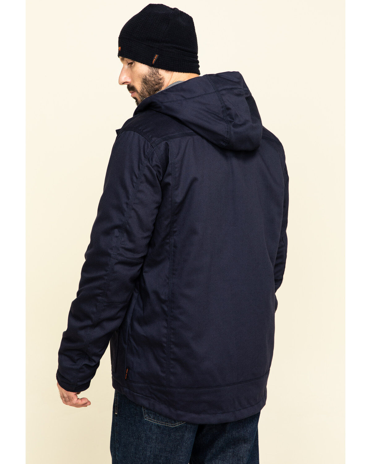 Image #2 - Hawx Men's FR Duck Hooded Work Jacket, Navy, hi-res