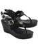 Milwaukee Leather Women's Buckle Strap Wedge Sandals, Black, hi-res