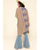 Image #2 - Angie Women's Blue Floral Border Print Crinkle Kimono , , hi-res