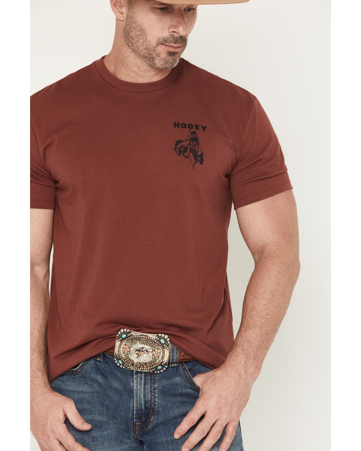 Image #4 - Hooey Men's Lucky Rider Short Sleeve Graphic T-Shirt, Burgundy, hi-res
