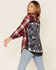 Nostalgia Women's Plaid Print Embroidered Back Panel Long Sleeve Western Shirt , Red, hi-res
