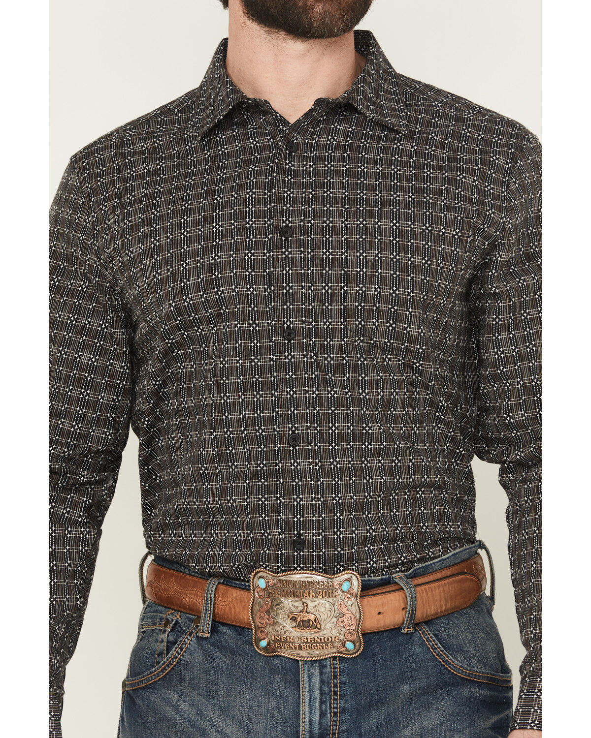 Product Name:  Gibson Trading Co Men's Bug Out Plaid Print Long Sleeve Button-Down Stretch Western Shirt - Tall