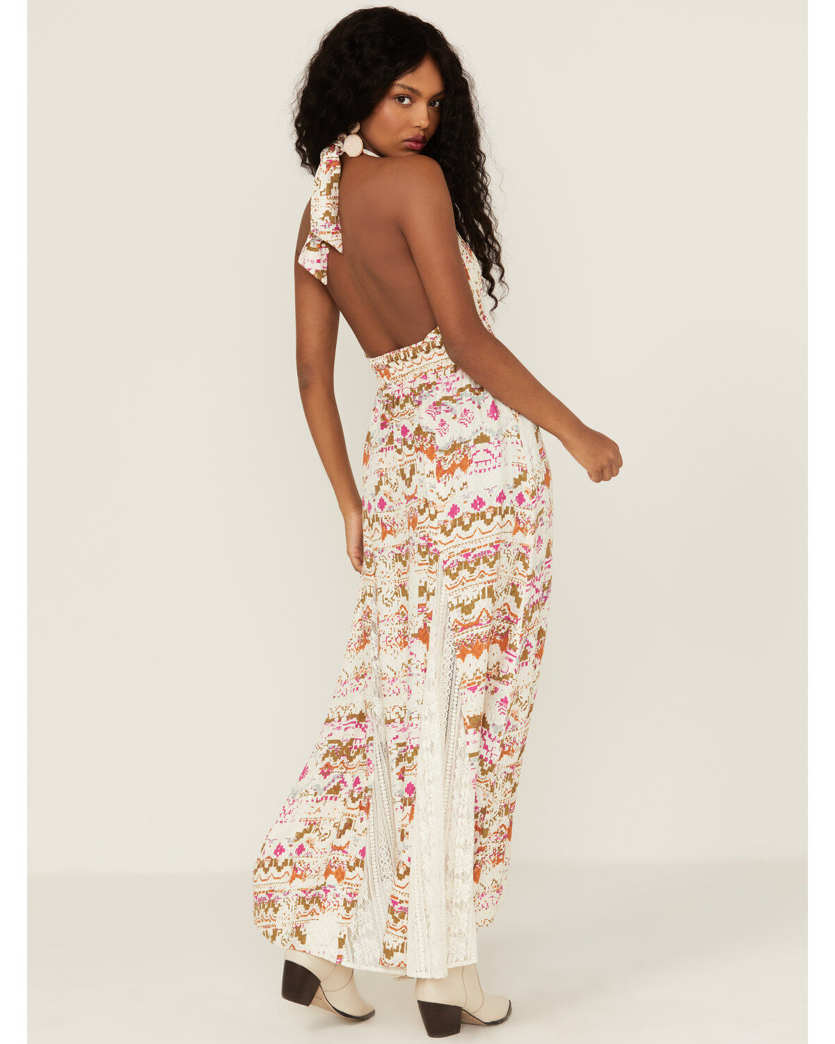 Image #4 - Shyanne Women's Abstract Southwestern Halter Top Maxi Dress, Fuchsia, hi-res