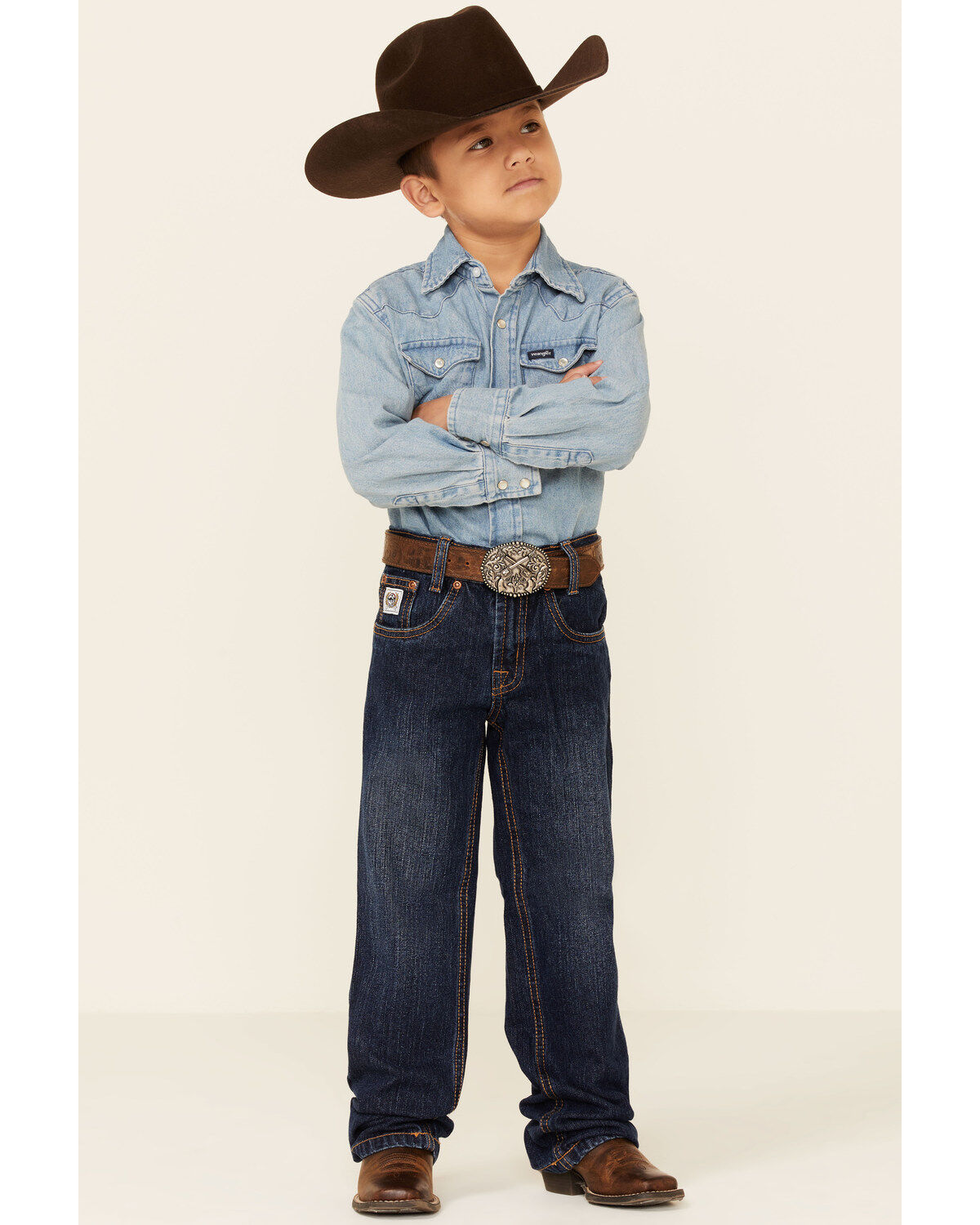 Image #1 - Cinch Boys' White Label Demin Straight Leg Jeans - 4-7, Denim, hi-res