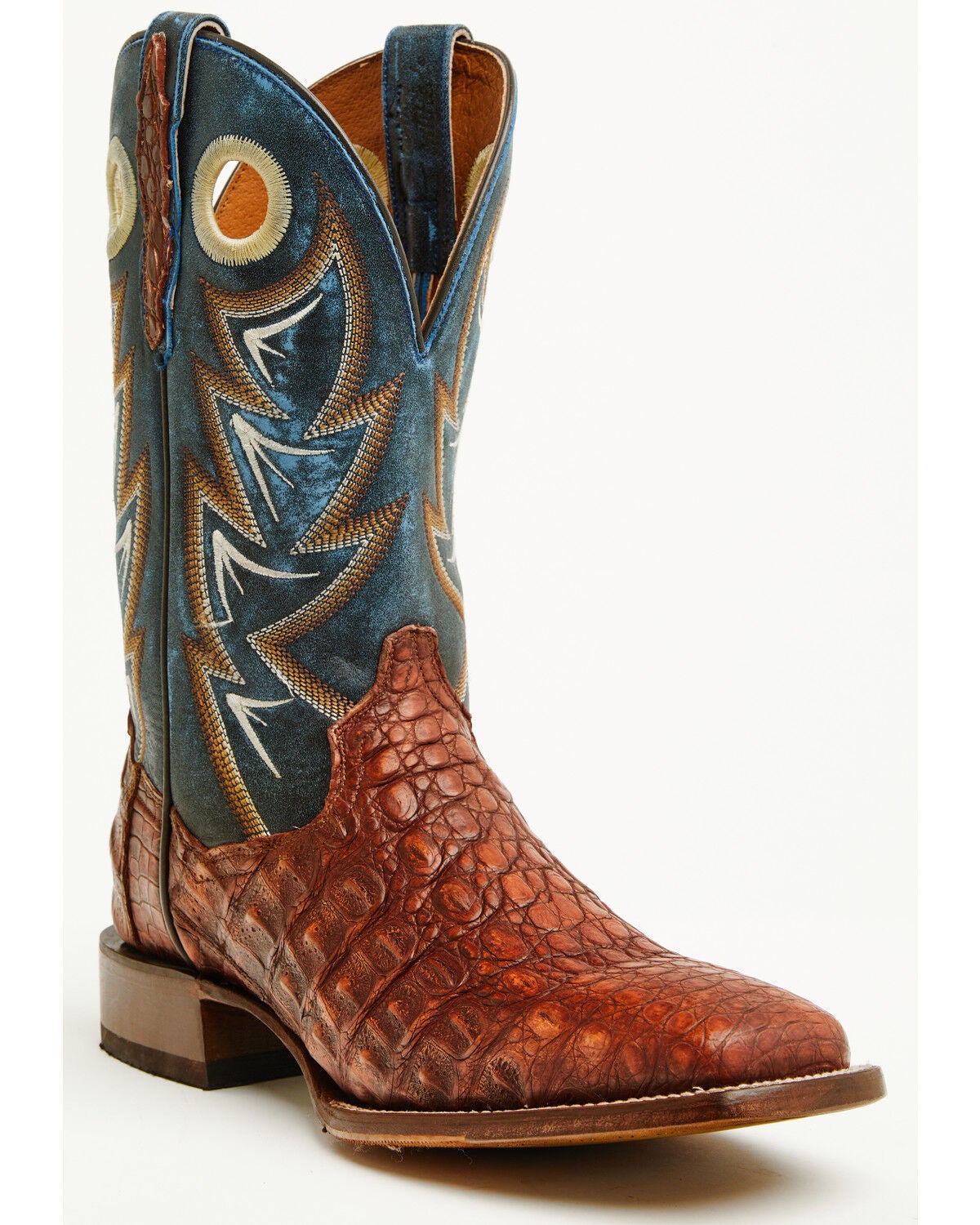 Image #1 - Dan Post Men's Marsh Exotic Caiman Western Boots - Broad Square Toe, Cognac, hi-res
