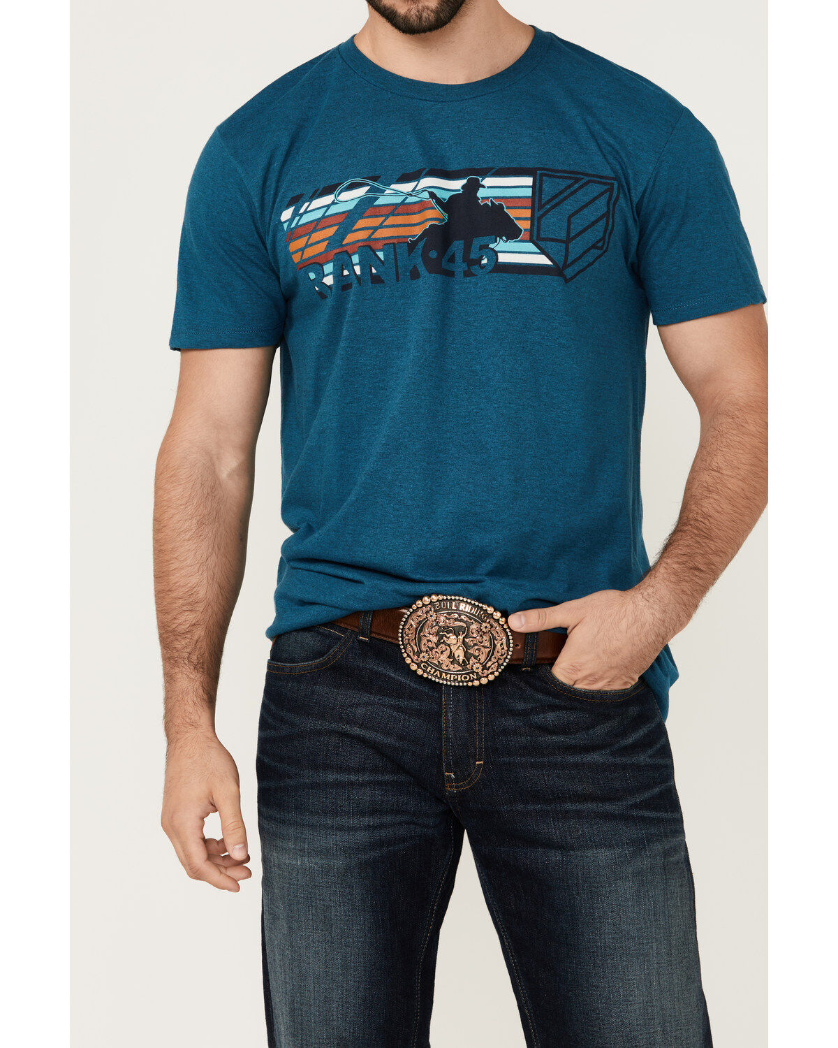 Product Name:  RANK 45® Men's Logo Chute Gate Serape Striped Print Short Sleeve Graphic T-Shirt