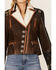 Double D Ranchwear Women's Sherpa Trim Leather Cave Basin Jacket, Brown, hi-res