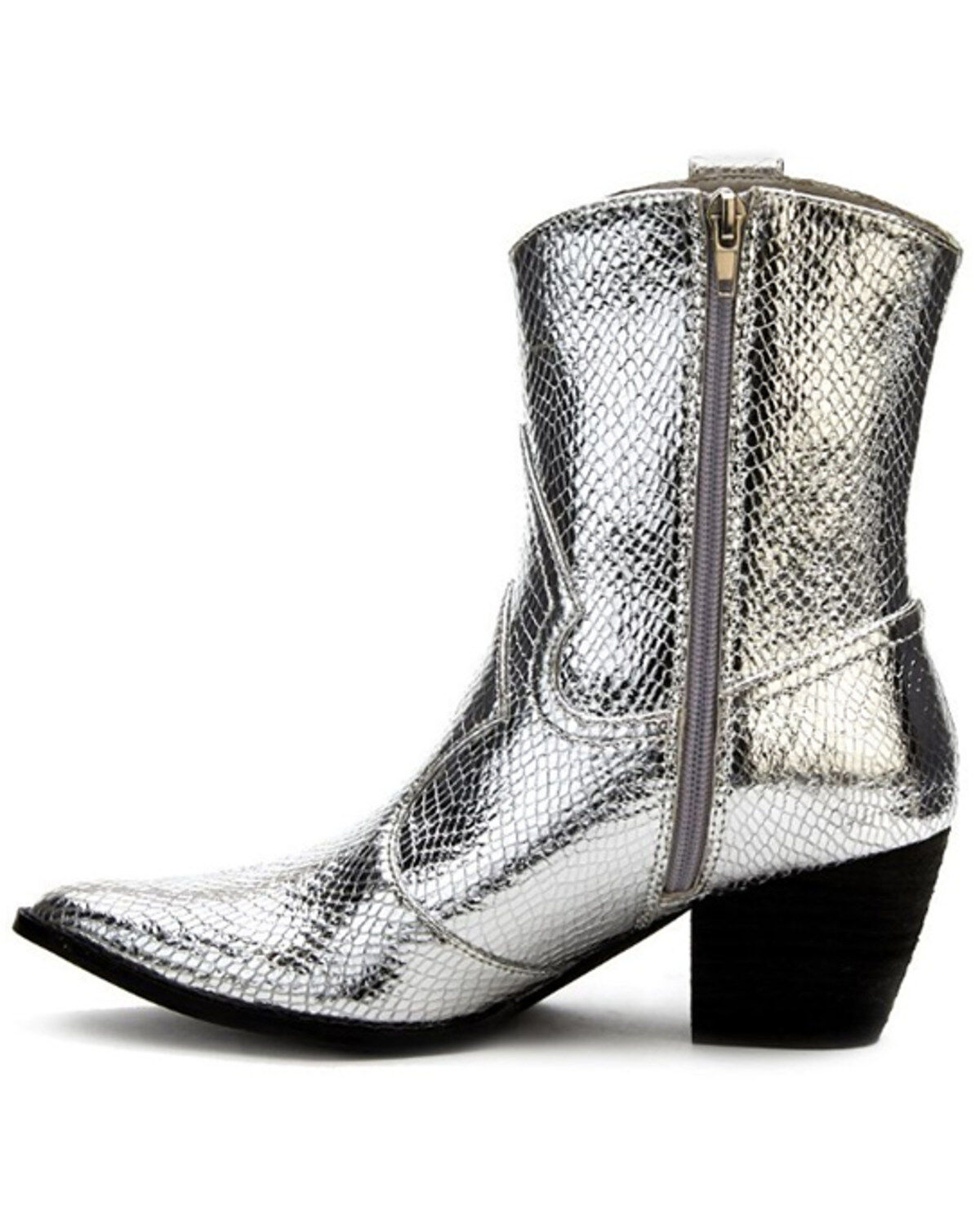 Image #3 - Matisse Women's Bambi Western Booties - Round Toe, Silver, hi-res