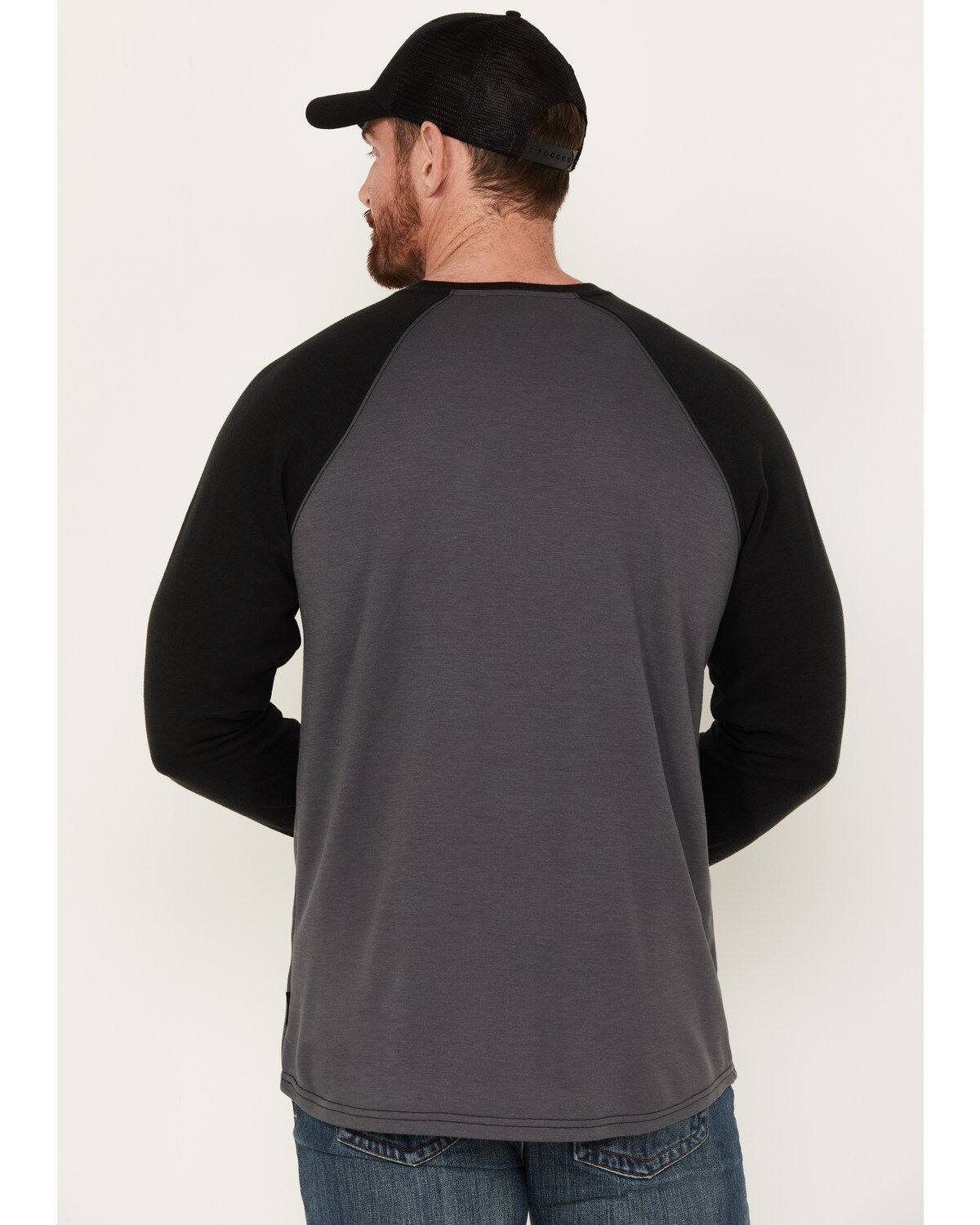 Image #4 - Cody James Men's FR Raglan Long Sleeve Henley Work Shirt, Black, hi-res