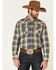 Image #1 - Ariat Men's Moss Alhambra Retro Plaid Print Long Sleeve Snap Western Shirt , Green, hi-res