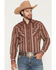 Image #1 - Ely Walker Men's Stripe Print Long Sleeve Snap Western Shirt, Burgundy, hi-res