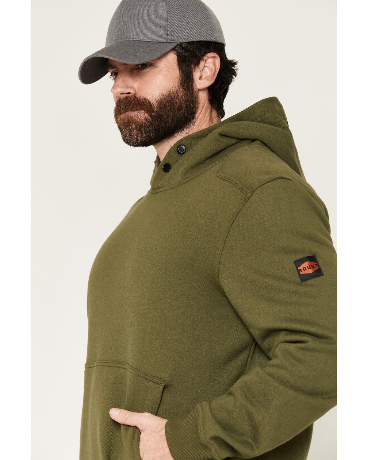 Image #2 - Brunt Workwear Men's Shelvin Hooded Sweatshirt, Hunter Green, hi-res