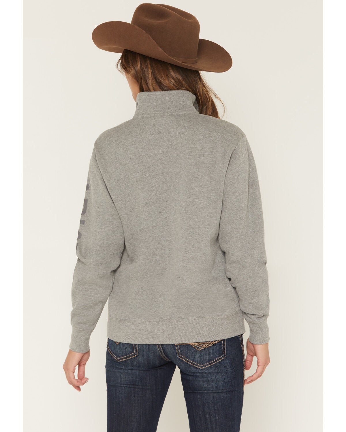 Image #4 - Ariat Women's Logo 1/2 Zip Sweatshirt, Grey, hi-res