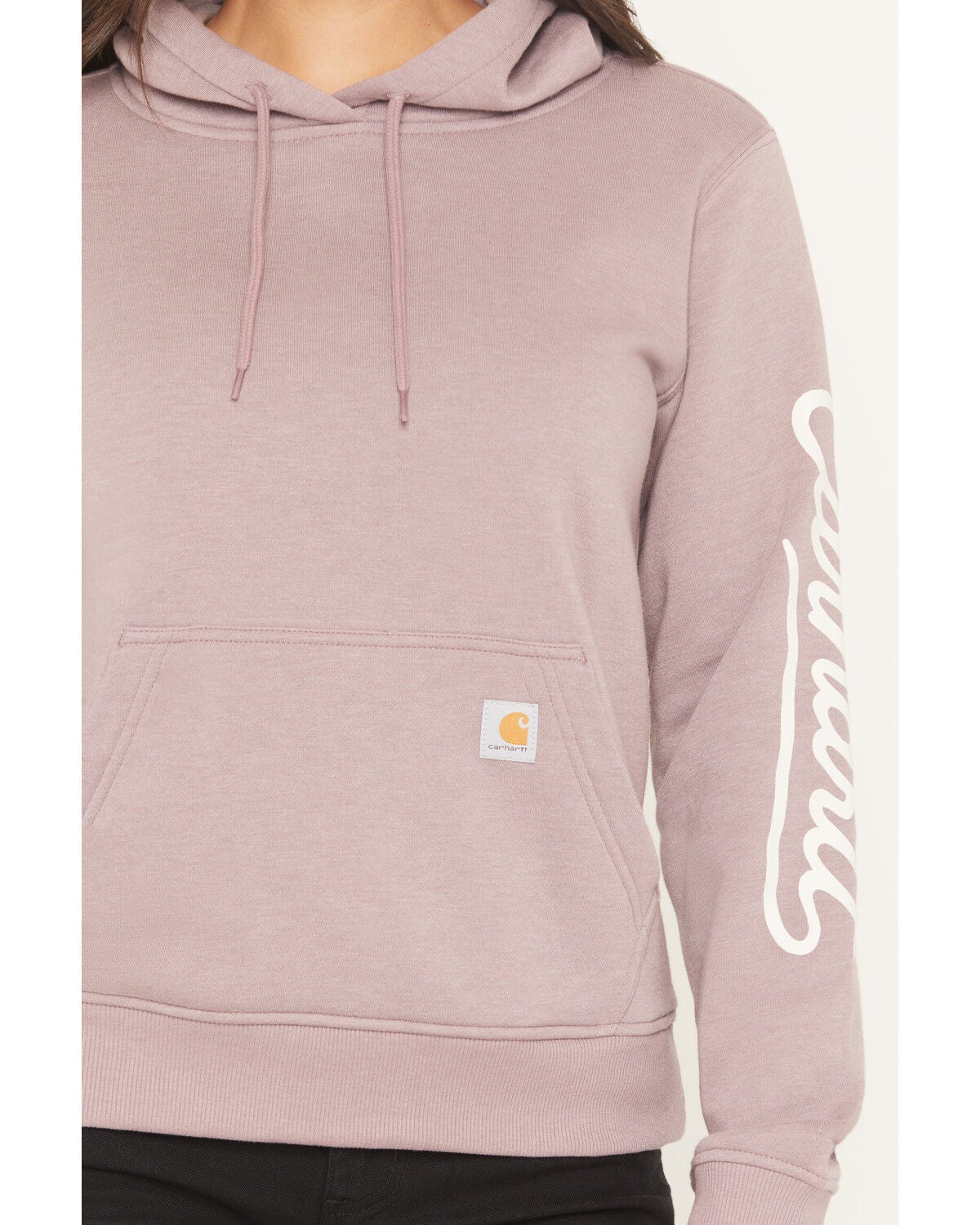 Image #3 - Carhartt Women's Sawyer Script Midweight Relaxed Fit Hoodie, Berry, hi-res