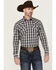Image #1 - Gibson Men's Black Smoke Plaid Print Long Sleeve Snap Western Shirt, Black, hi-res