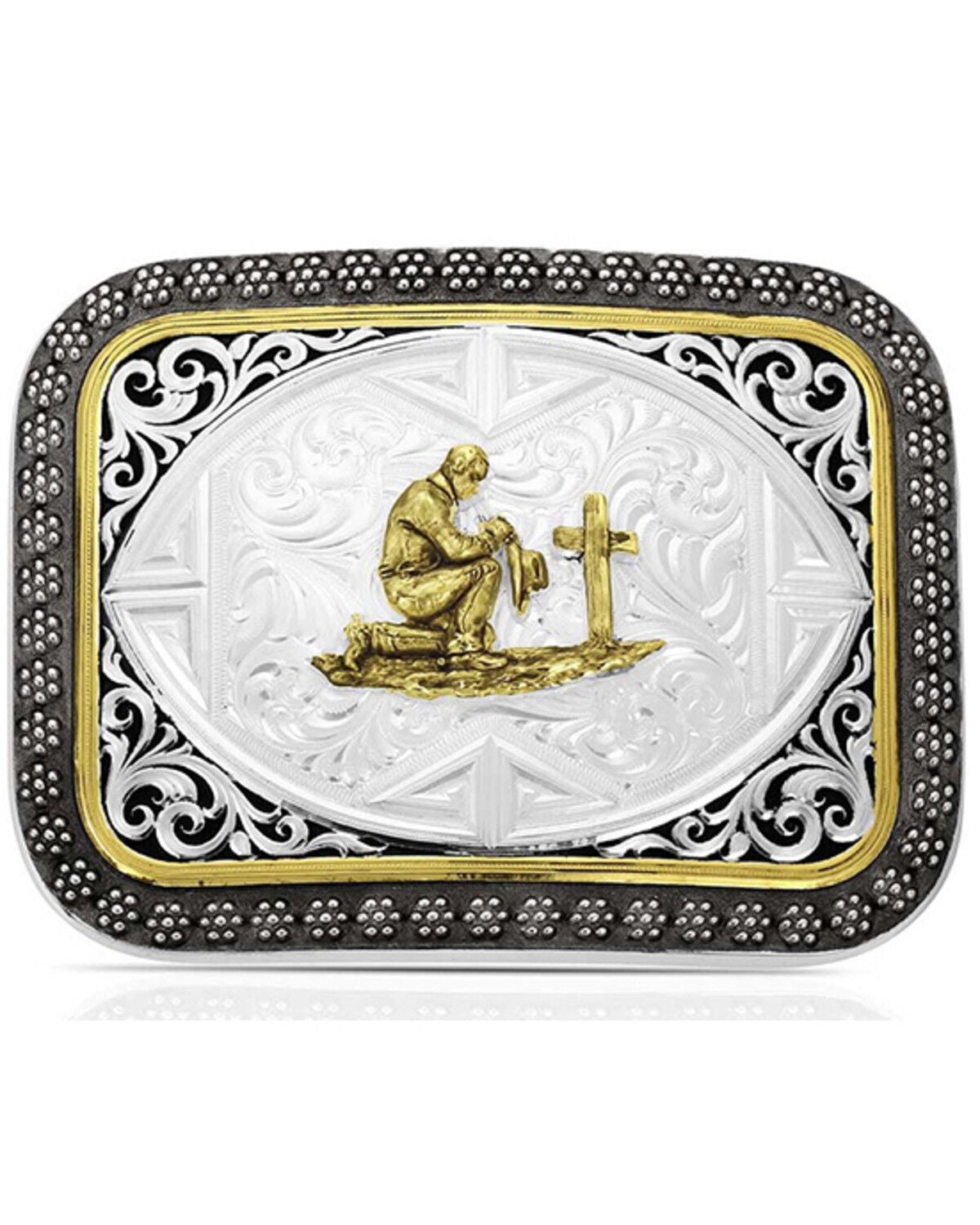 Montana Silversmiths Desert Sky Belt Buckle with Praying Cowboy, Silver, hi-res