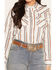 Image #3 - Ely Walker Women's Boot Barn Exclusive Striped Long Sleeve Pearl Snap Western Shirt, Ivory, hi-res