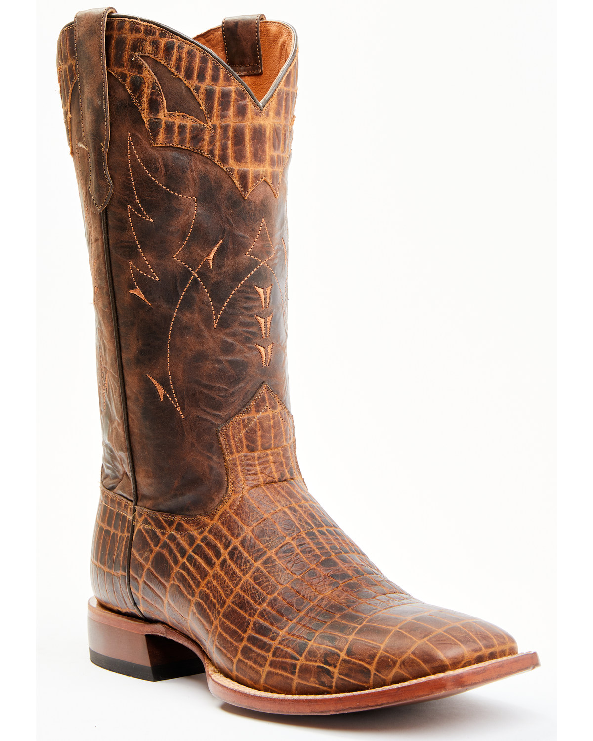 Moonshine Spirit Men's Tully Croc Print Western Boots - Broad Square Toe