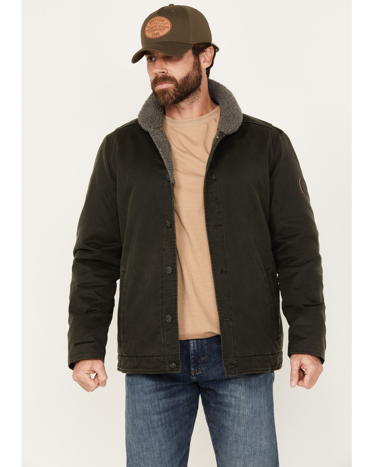 Brothers and Sons Men's Legacy Sherpa Lined Oil Button Down Jacket