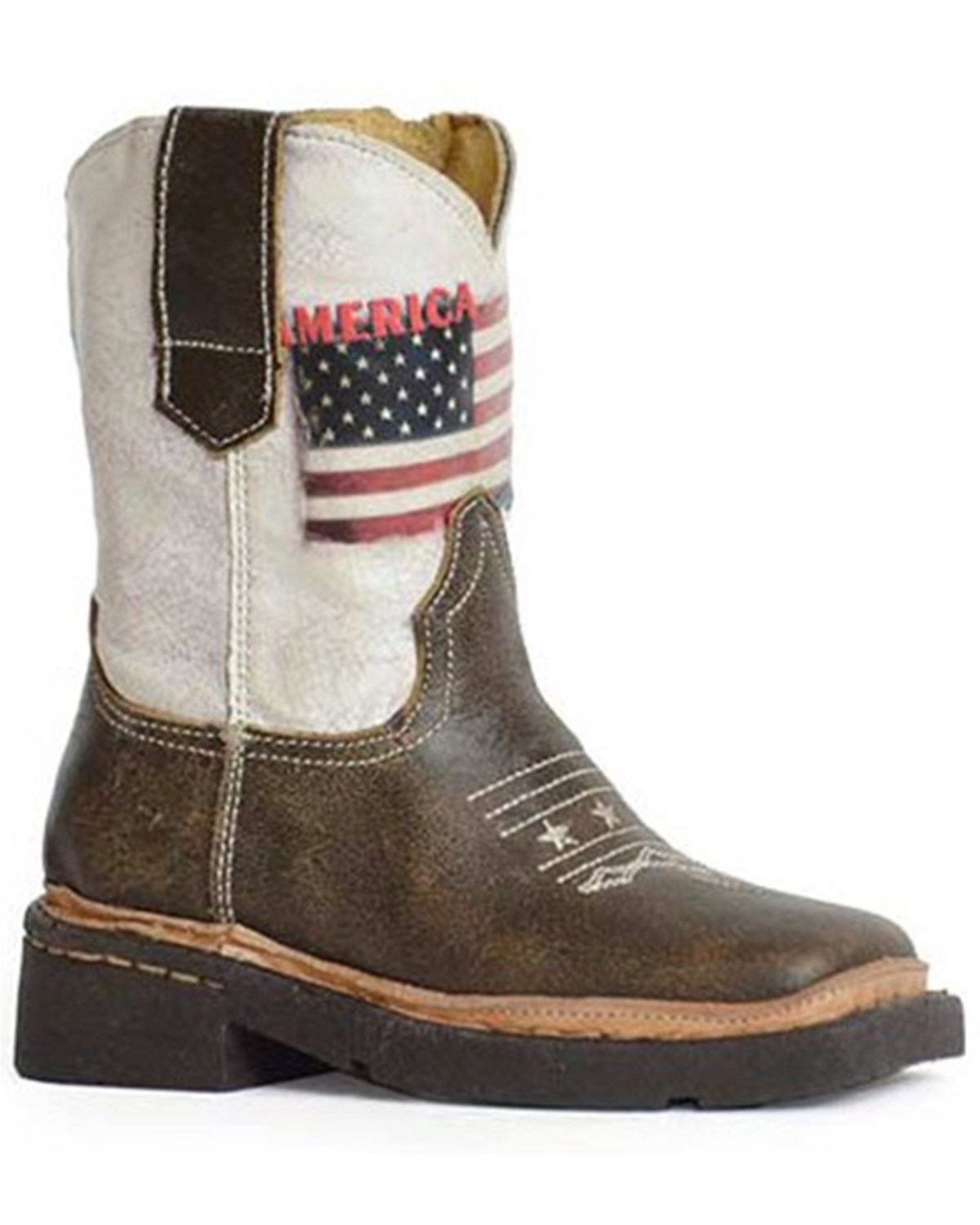 Roper Toddler Boys' America Strong Western Boots- Broad Square Toe