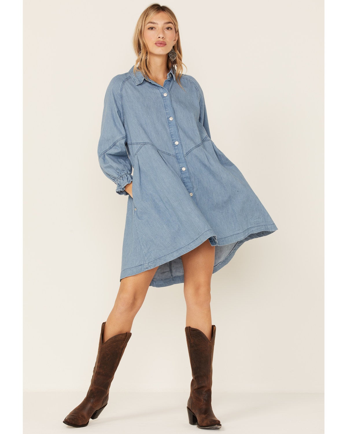 white christmas dresses Button-Down Tiered Denim Shirt Dress – Anna-Kaci