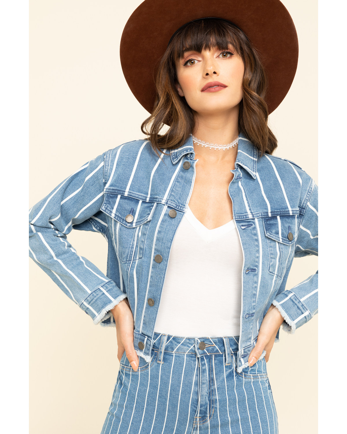 striped denim jacket womens