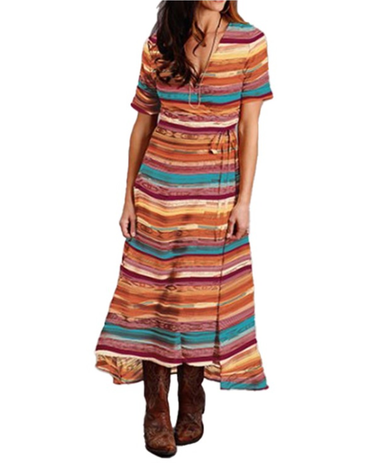 Stetson Women's Sunset Serape Short Sleeve Midi Wrap Dress