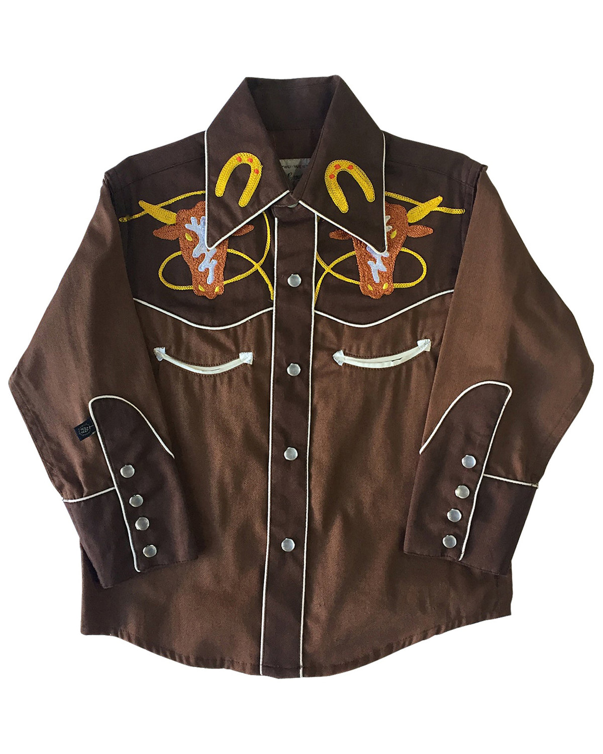 Brown pearl snap western shirts Clearance