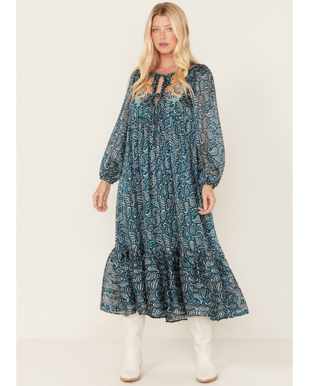 Molly Bracken Women's Paisley Print Midi Dress
