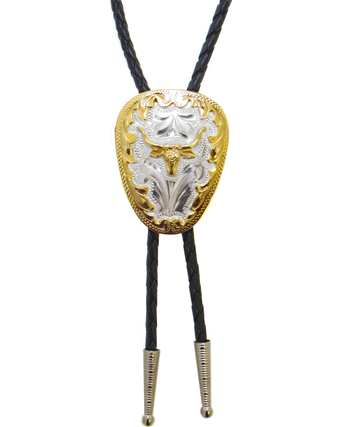 Western Express Men's German Silver Longhorn Bolo Tie