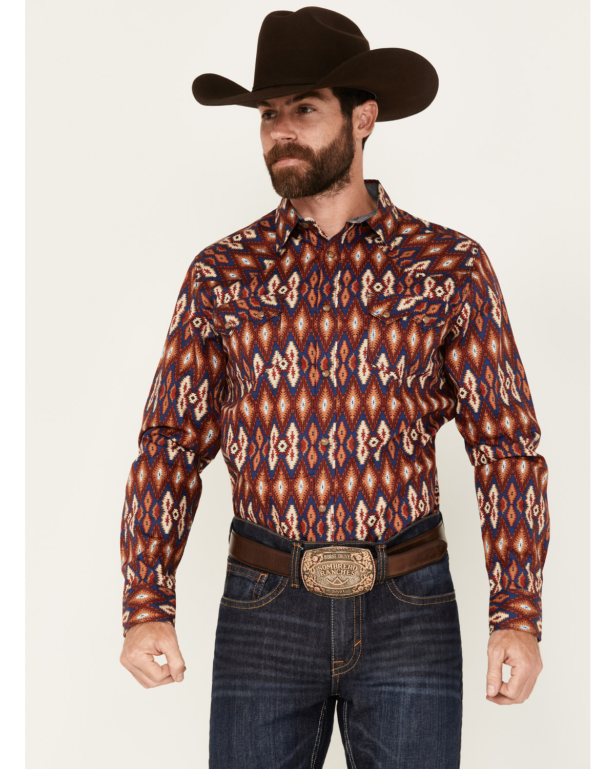 Cody James Men's Sioux Falls Southwestern Print Long Sleeve Snap Western Shirt
