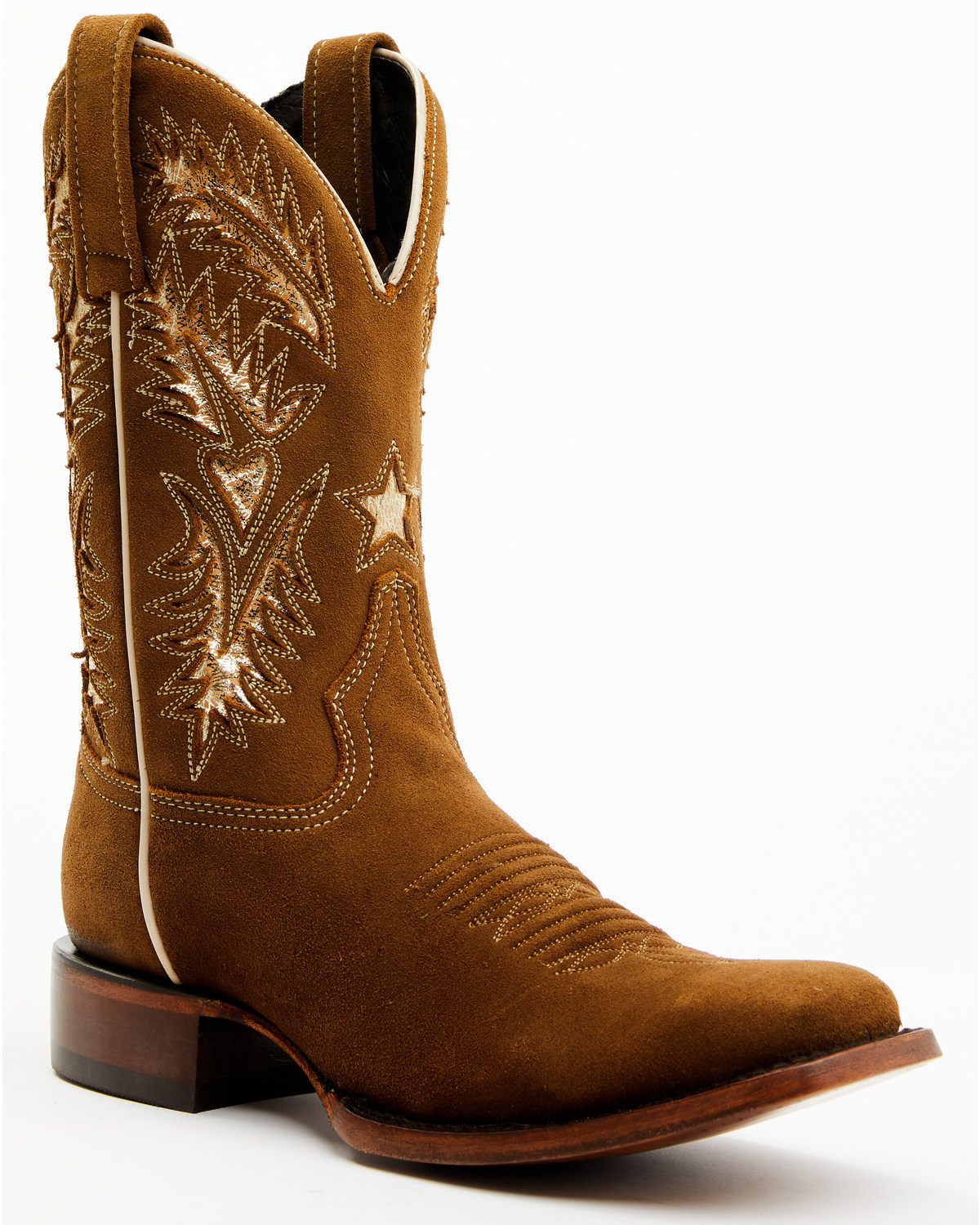 Caborca Silver Women's Maisie Star And Hearts Inlay Western Boots - Broad Square Toe